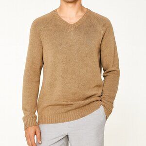 Vince V-Neck Linen Knit Sweater Men's Brown Size Large